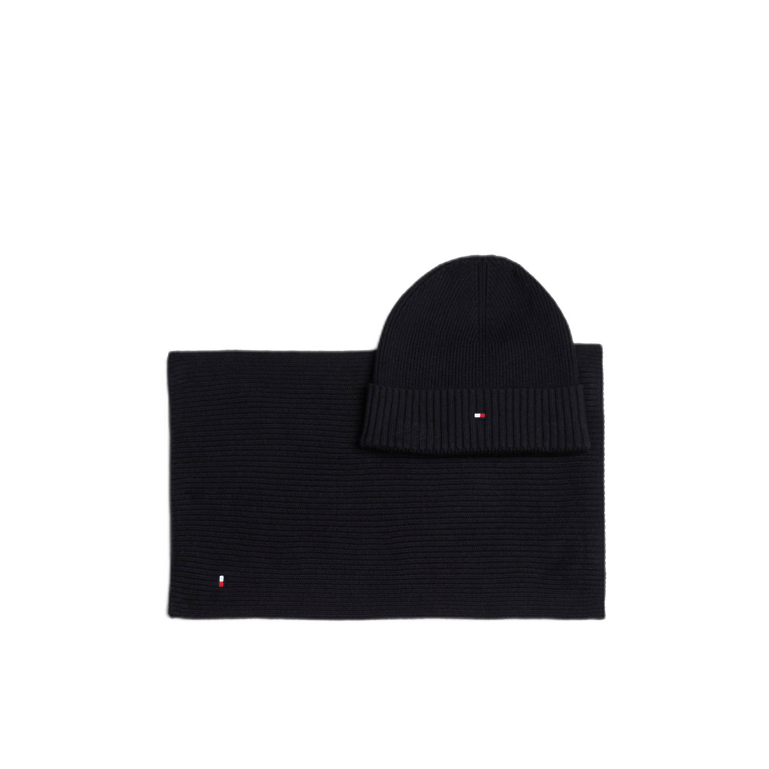 Tommy Hilfiger Zwarte Katoenen Sjaal Herfst Winter Collectie Black Heren