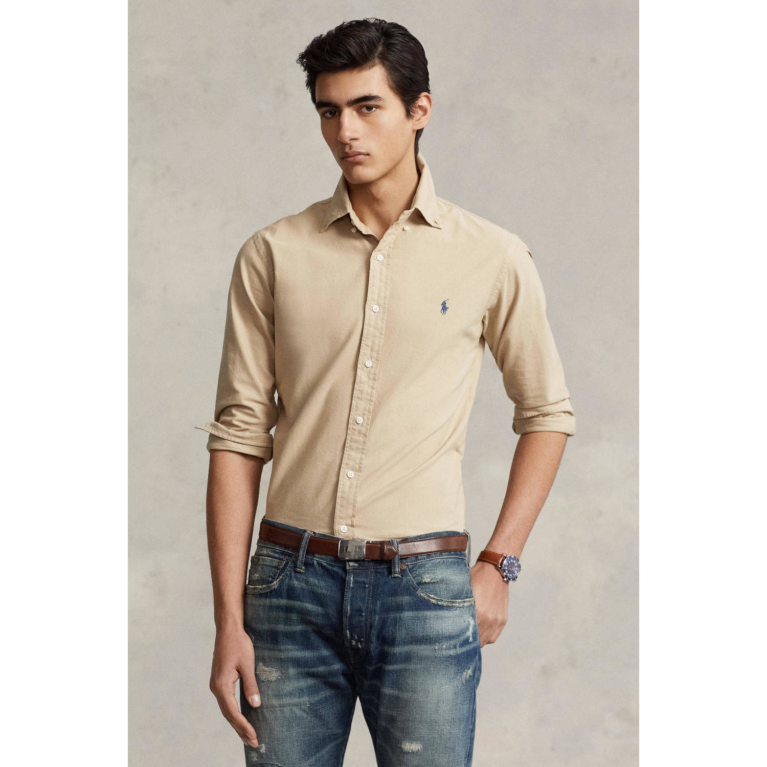 POLO Ralph Lauren slim fit overhemd beige