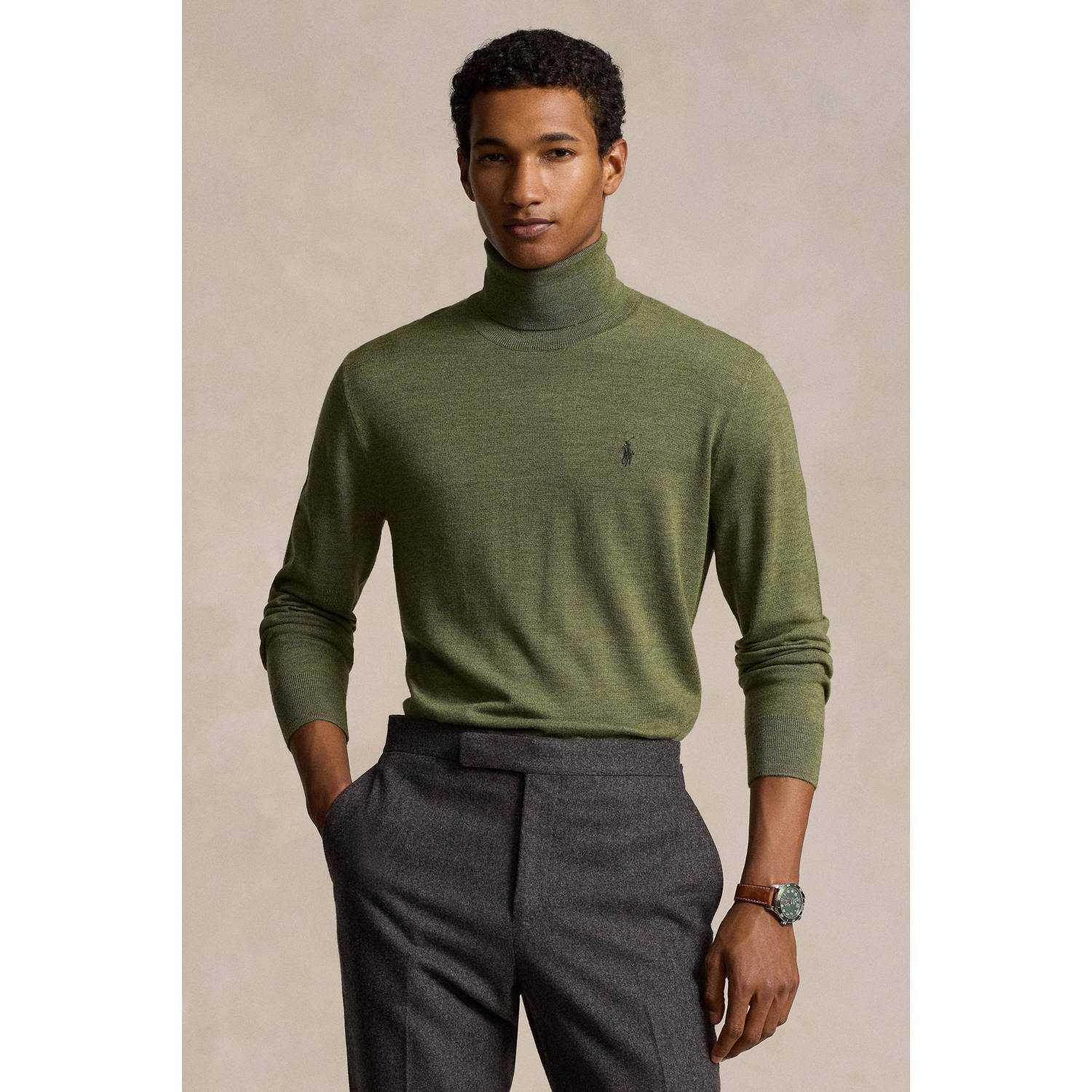Ralph Lauren Olijfgroene trui met logo Green Heren