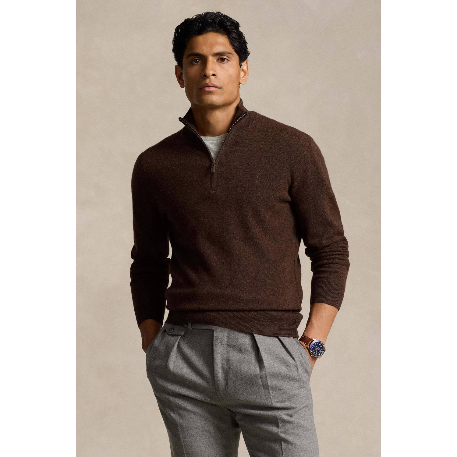 Polo Ralph Lauren Bruine wollen coltrui sweatshirt Aw24 Brown Heren