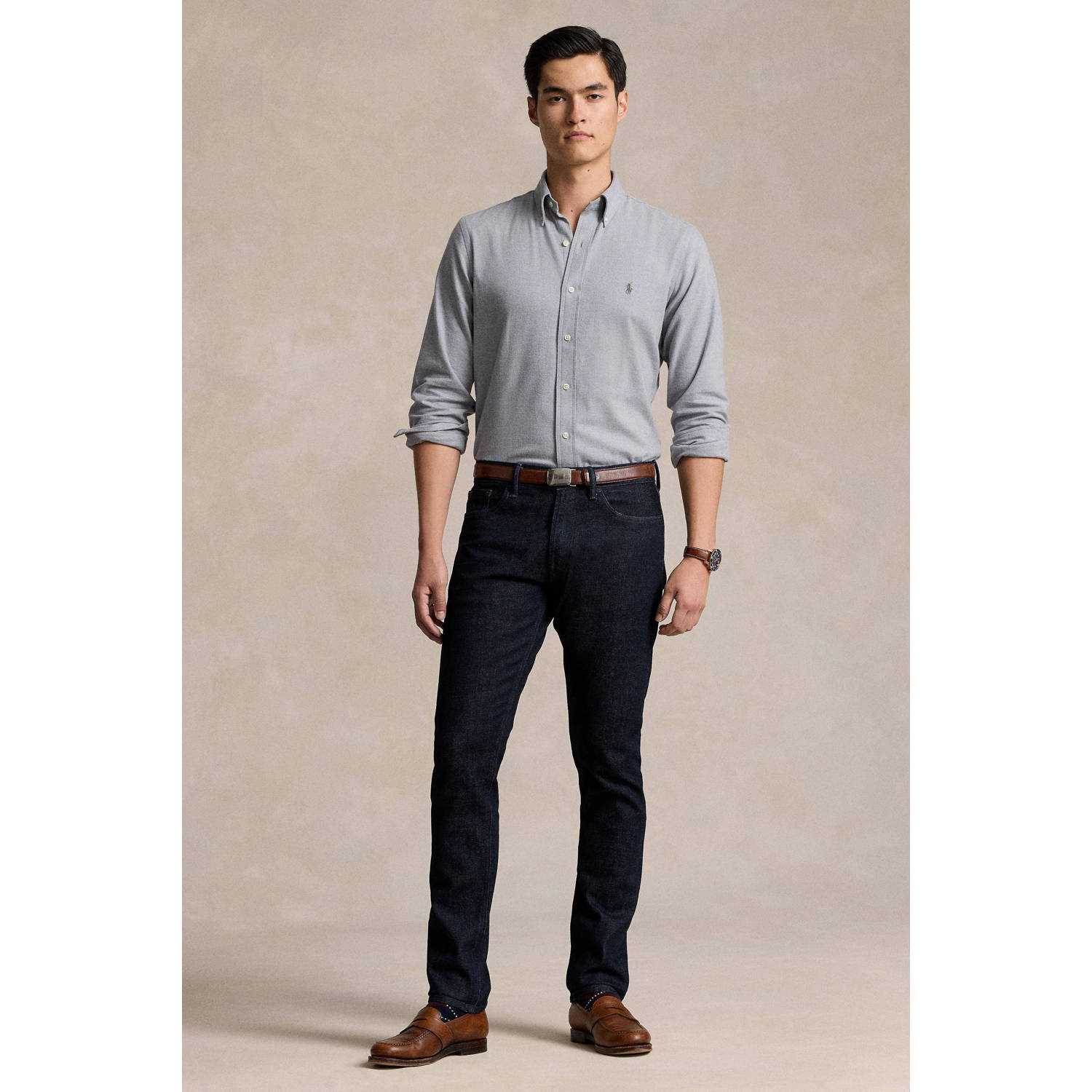POLO Ralph Lauren regular fit overhemd met logo grijsblauw