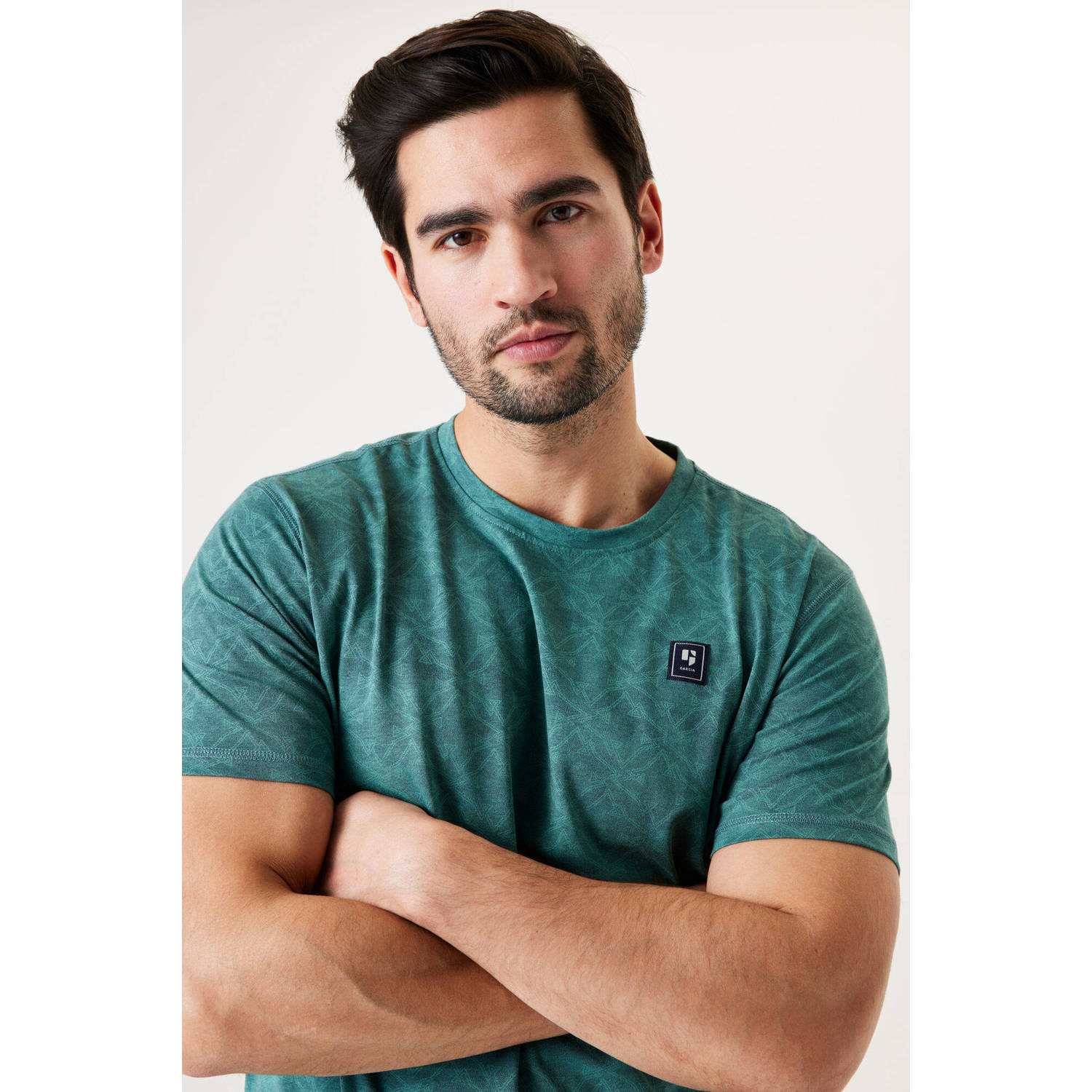 Garcia T-shirt met all over print groen