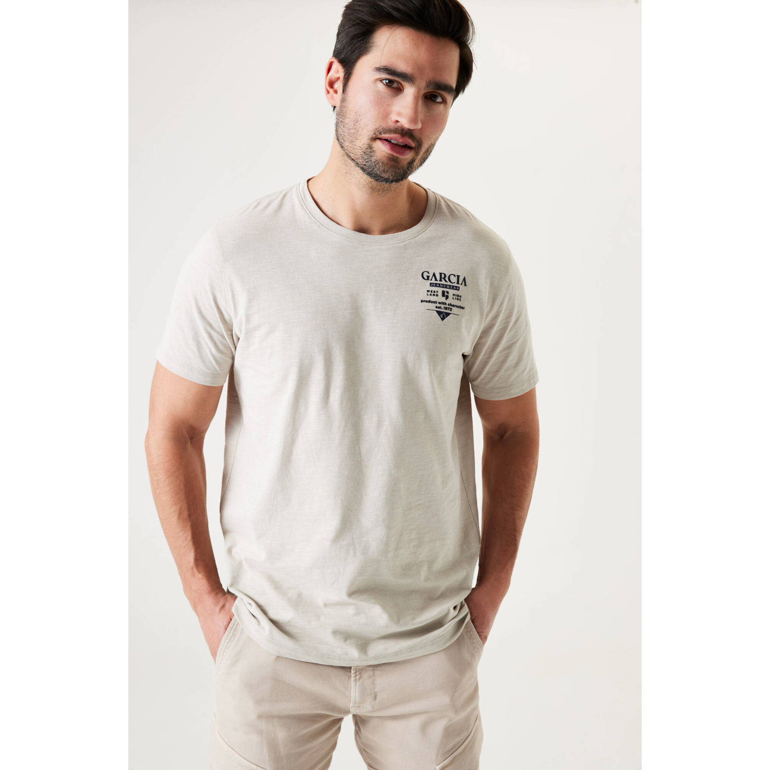 Garcia T-shirt met printopdruk ecru