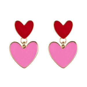 oorbellen met hartjes rood/roze