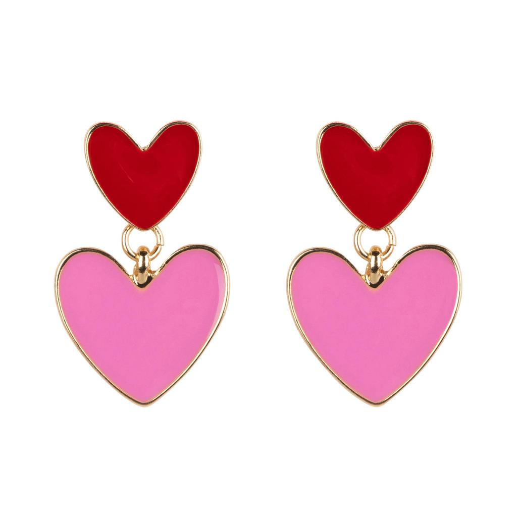 Life of Bulu oorbellen met hartjes rood/roze