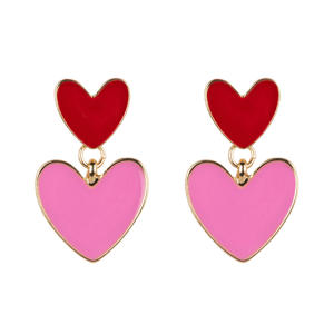 oorbellen met hartjes rood/roze