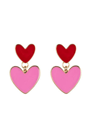 oorbellen met hartjes rood/roze