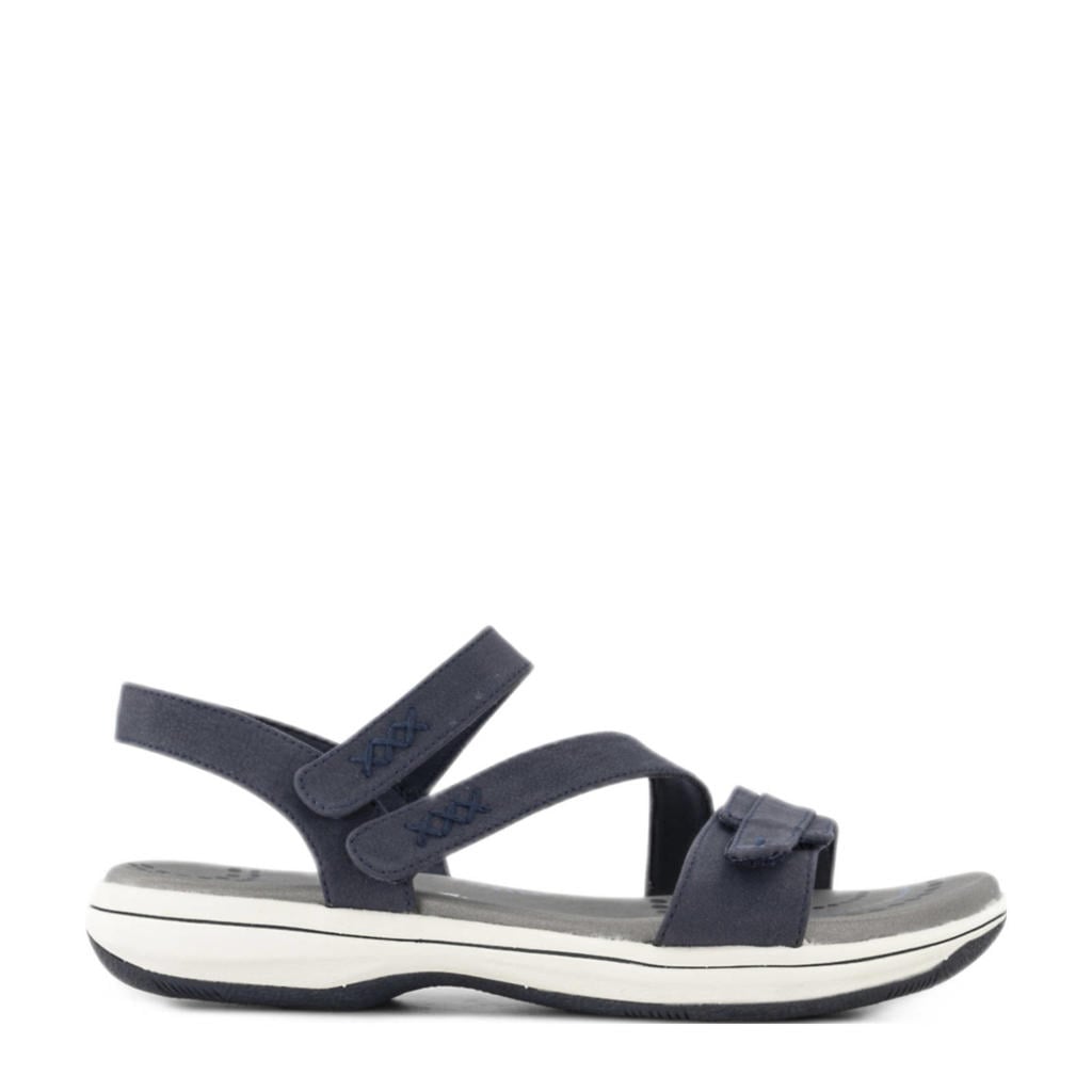 Donkerblauwe dames Skechers sandalen van rubber/imitatie leer met klittenband