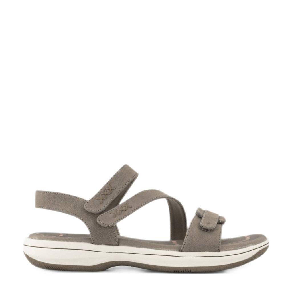 Taupe dames Skechers sandalen van imitatie leer/rubber met klittenband