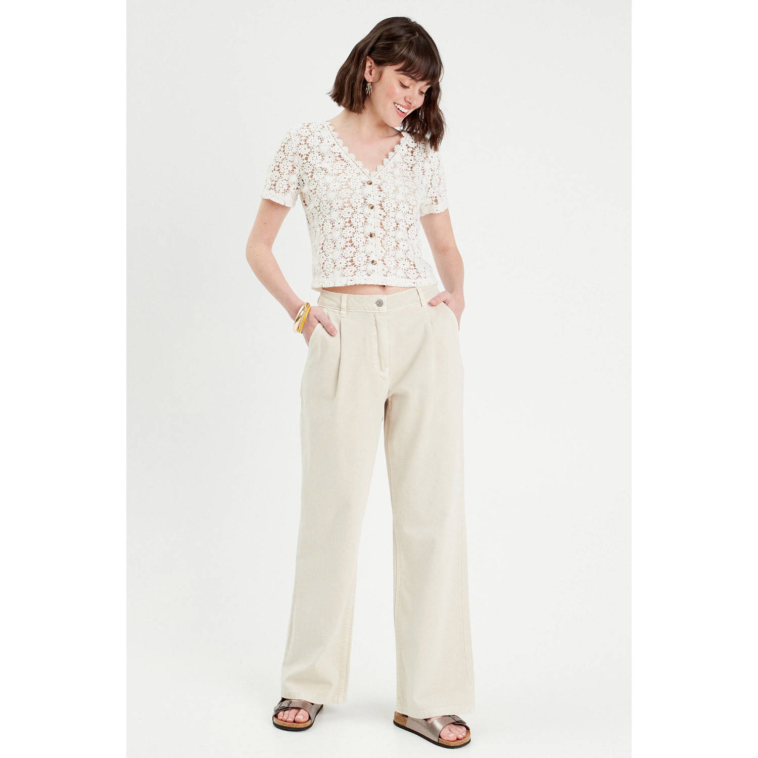 Cache gehaakte crochet top ecru