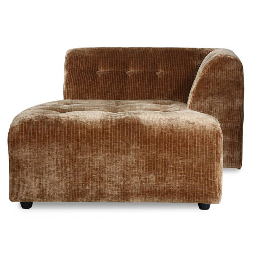 HKLIVING chaise longue rechts Vint - Corduroy velvet aged gold