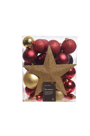 Kerstballen polystyreen assortie shiny matt glitter mix - 33 stuks  (ø8 cm)