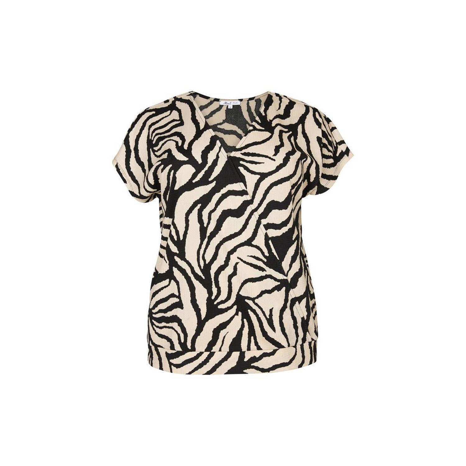 Miss Etam Plus top met all over print zand zwart