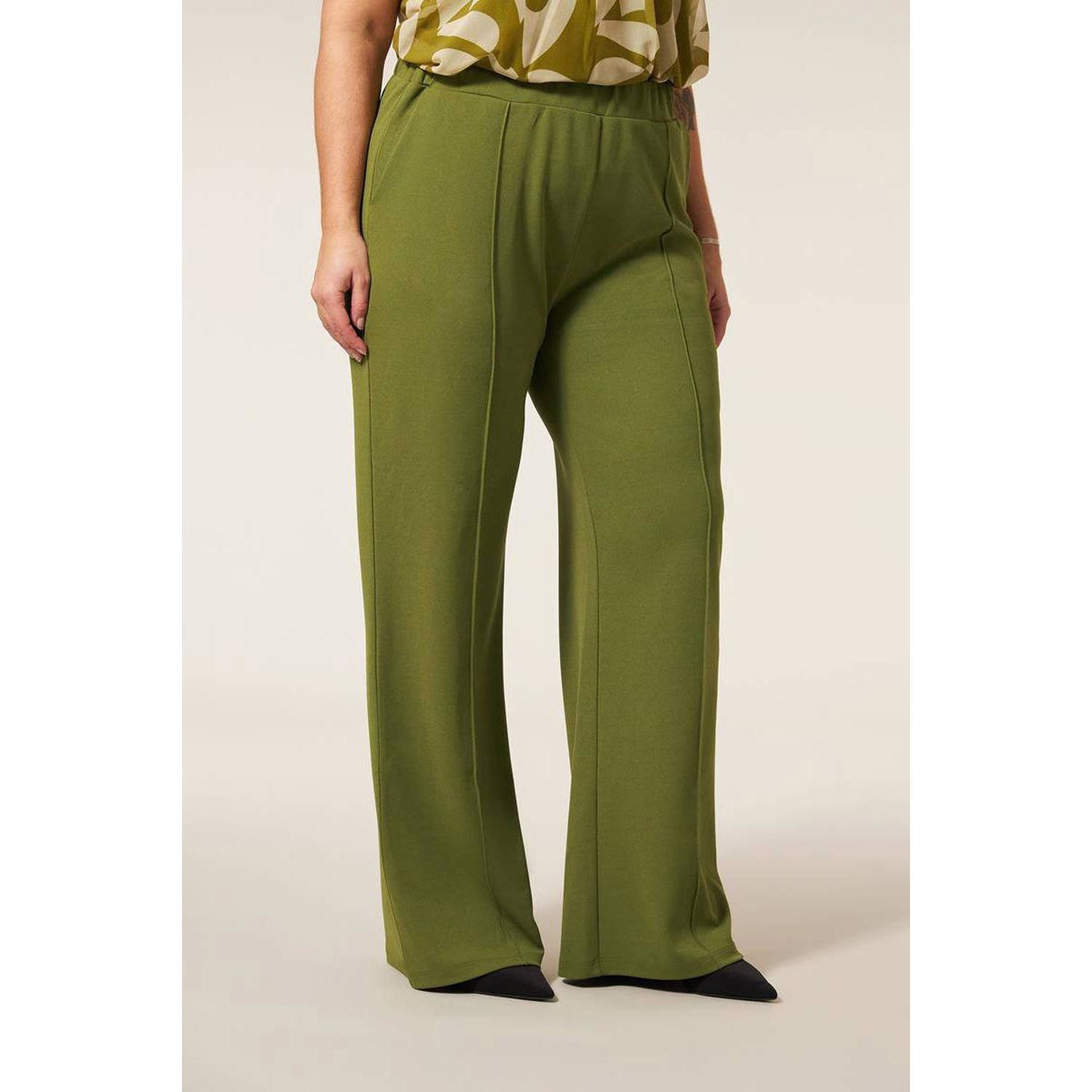 Miss Etam Plus high waist wide leg broek groen