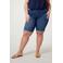 Miss Etam Plus high waist slim fit short medium blue denim