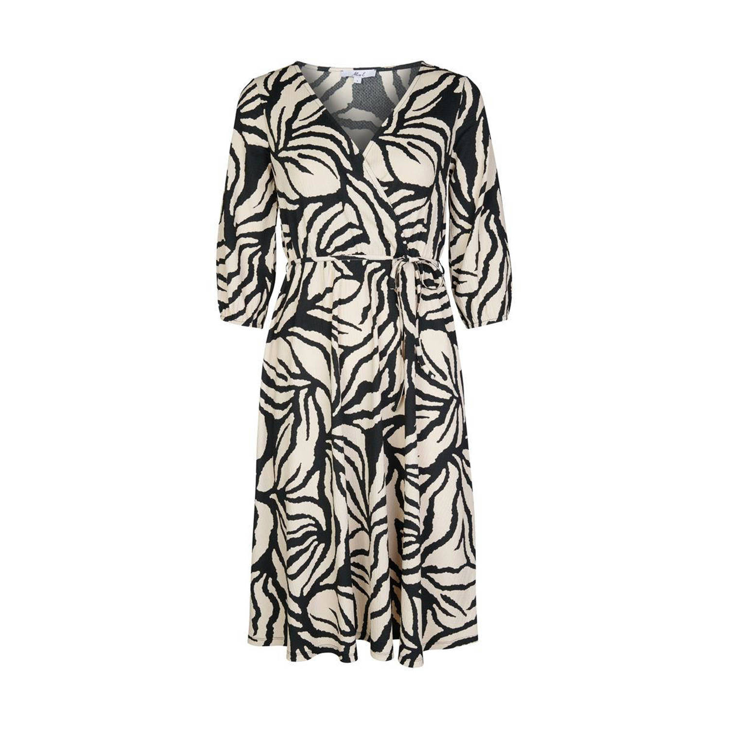 Miss Etam jurk Charlotte met all over print beige zwart