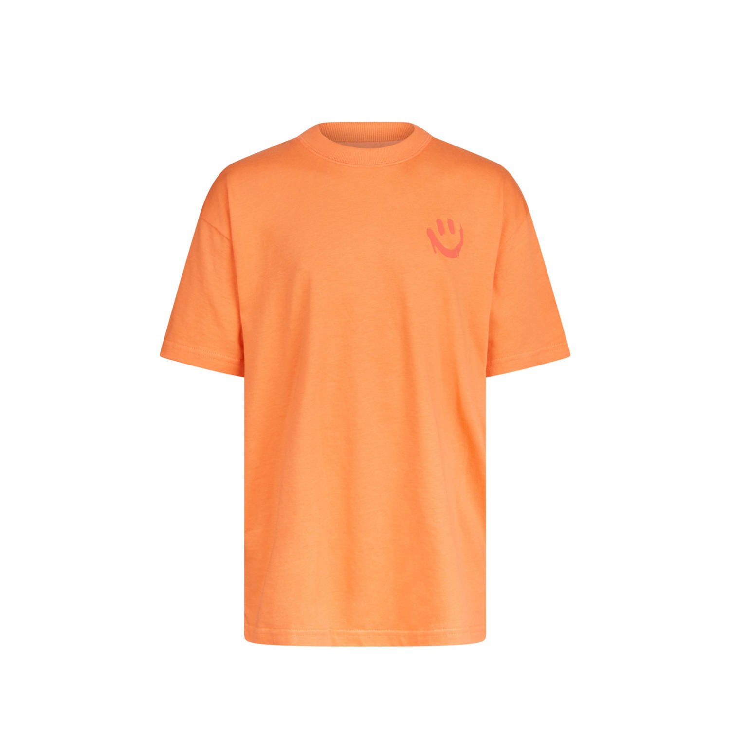 Shoeby T-shirt met backprint oranje Jongens Katoen Ronde hals Backprint 158 164