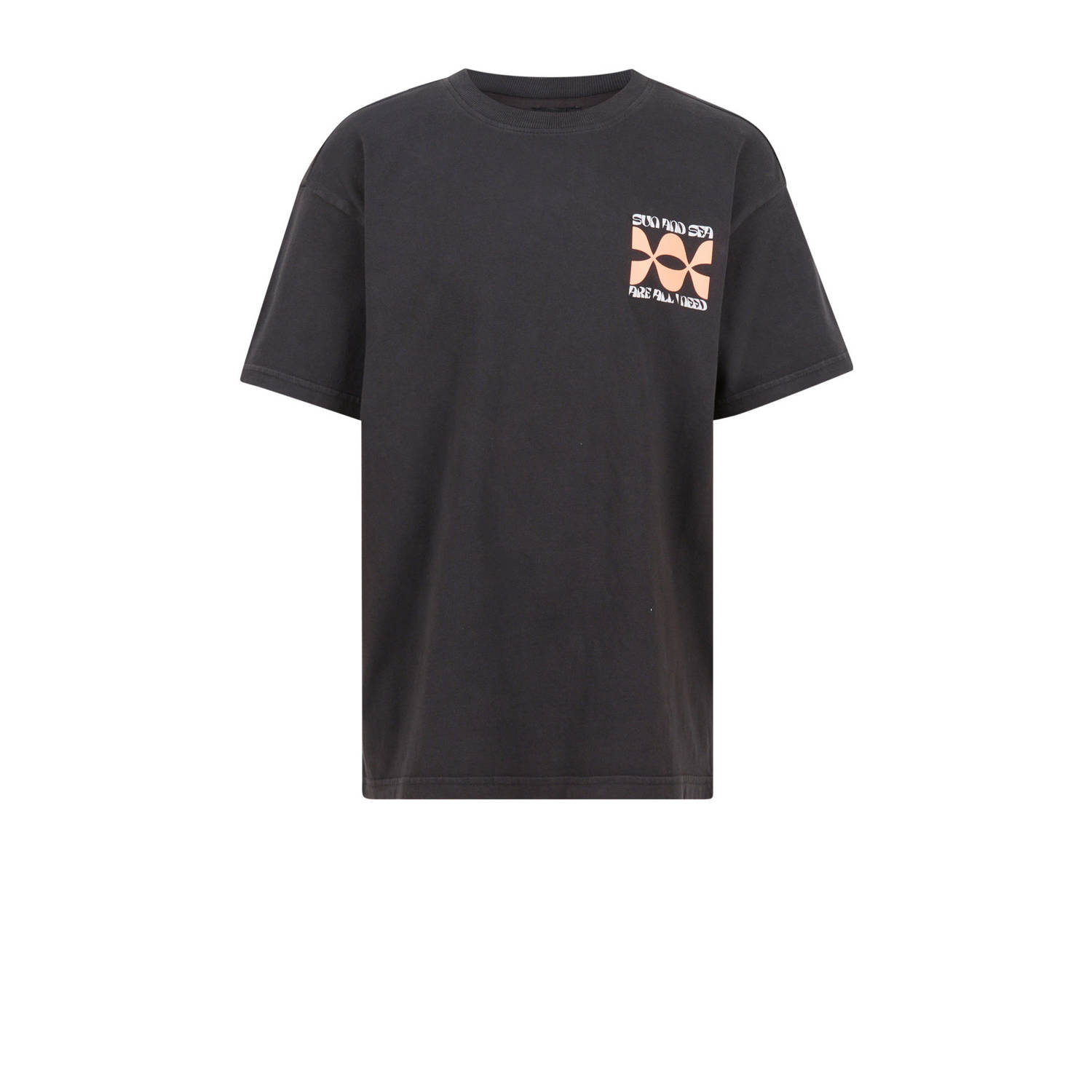 Shoeby T-shirt met printopdruk zwart Jongens Katoen Ronde hals Printopdruk 134 140