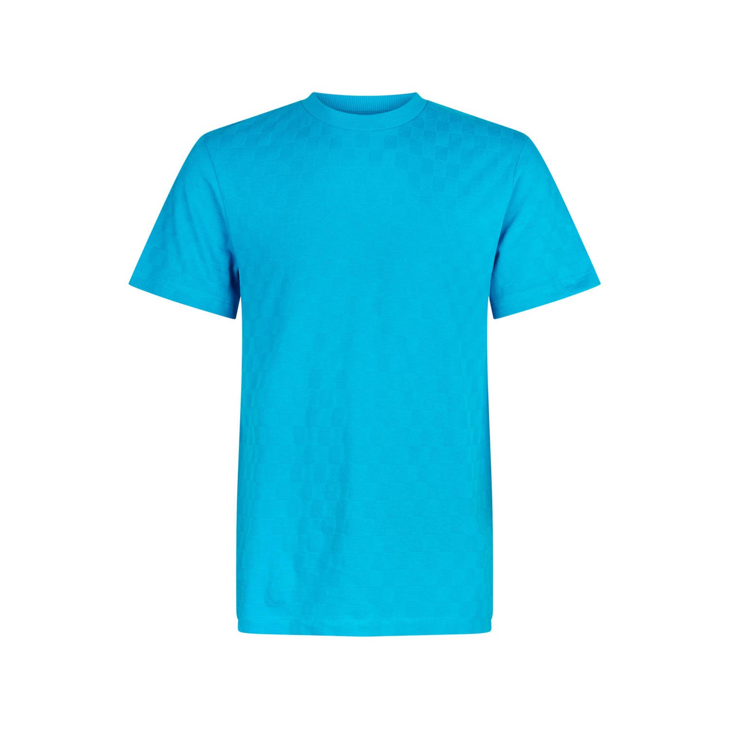 Shoeby gebreid regular fit T-shirt met ingebreid patroon blauw