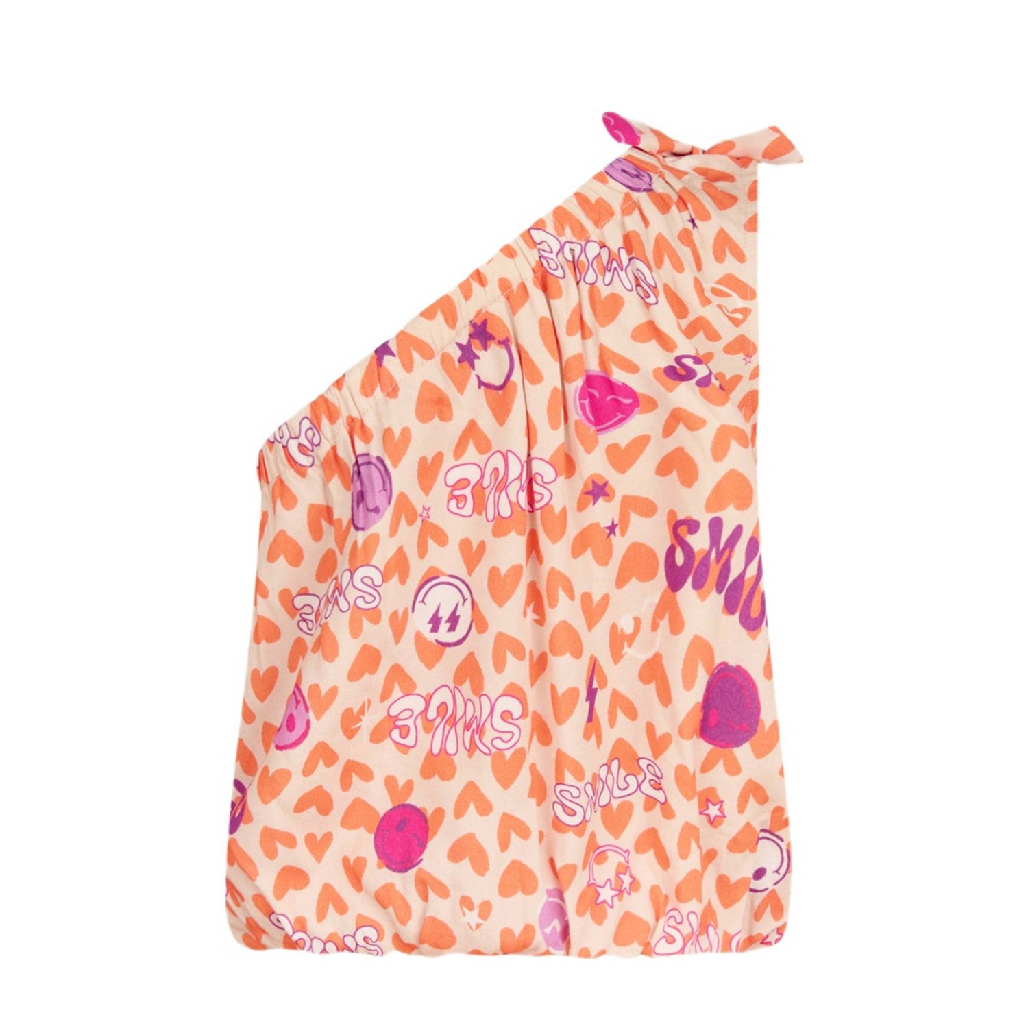 Shoeby one shoulder top met all over print oranje roze wit All over print 134 140
