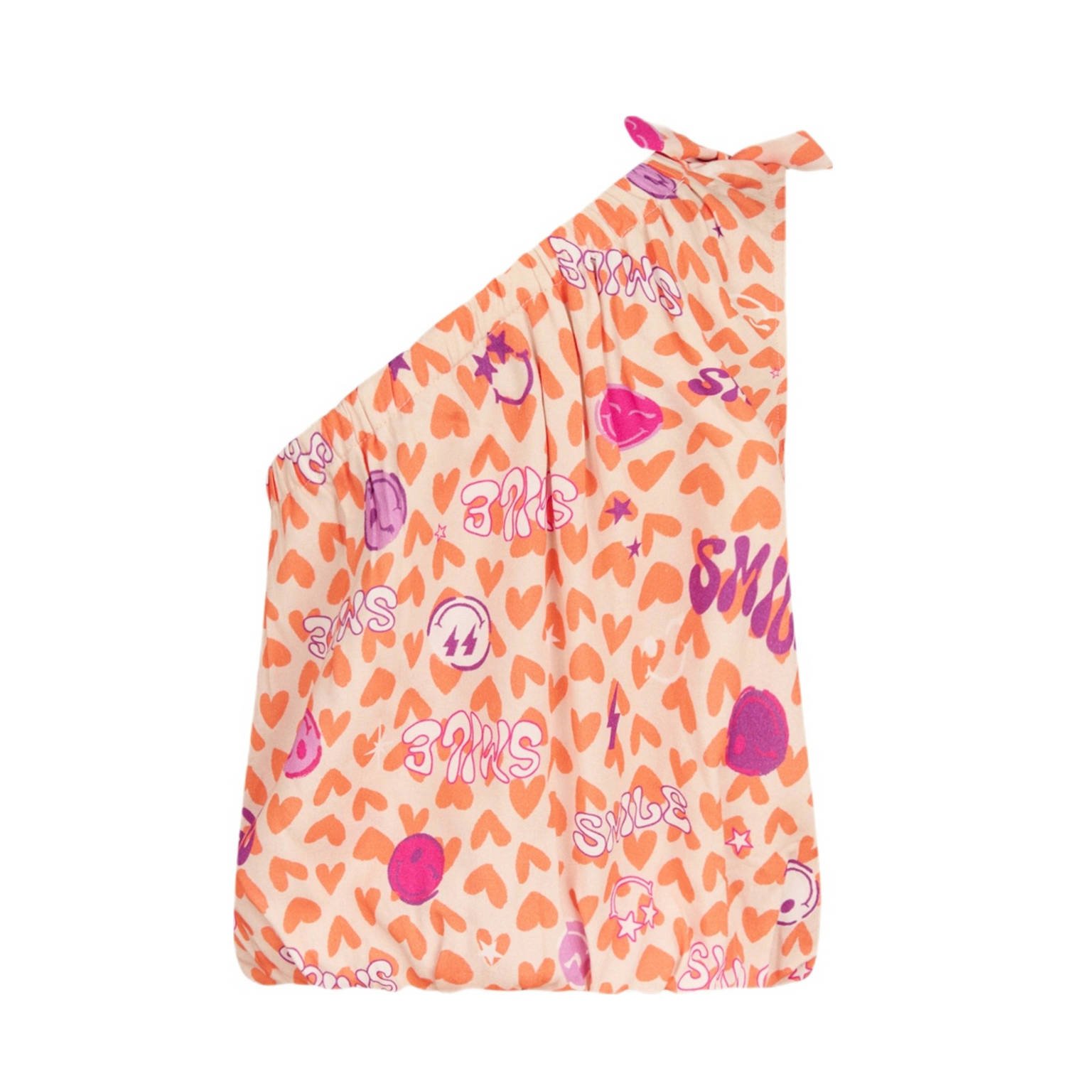 Shoeby one shoulder top met all over print oranje roze wit All over print 134 140