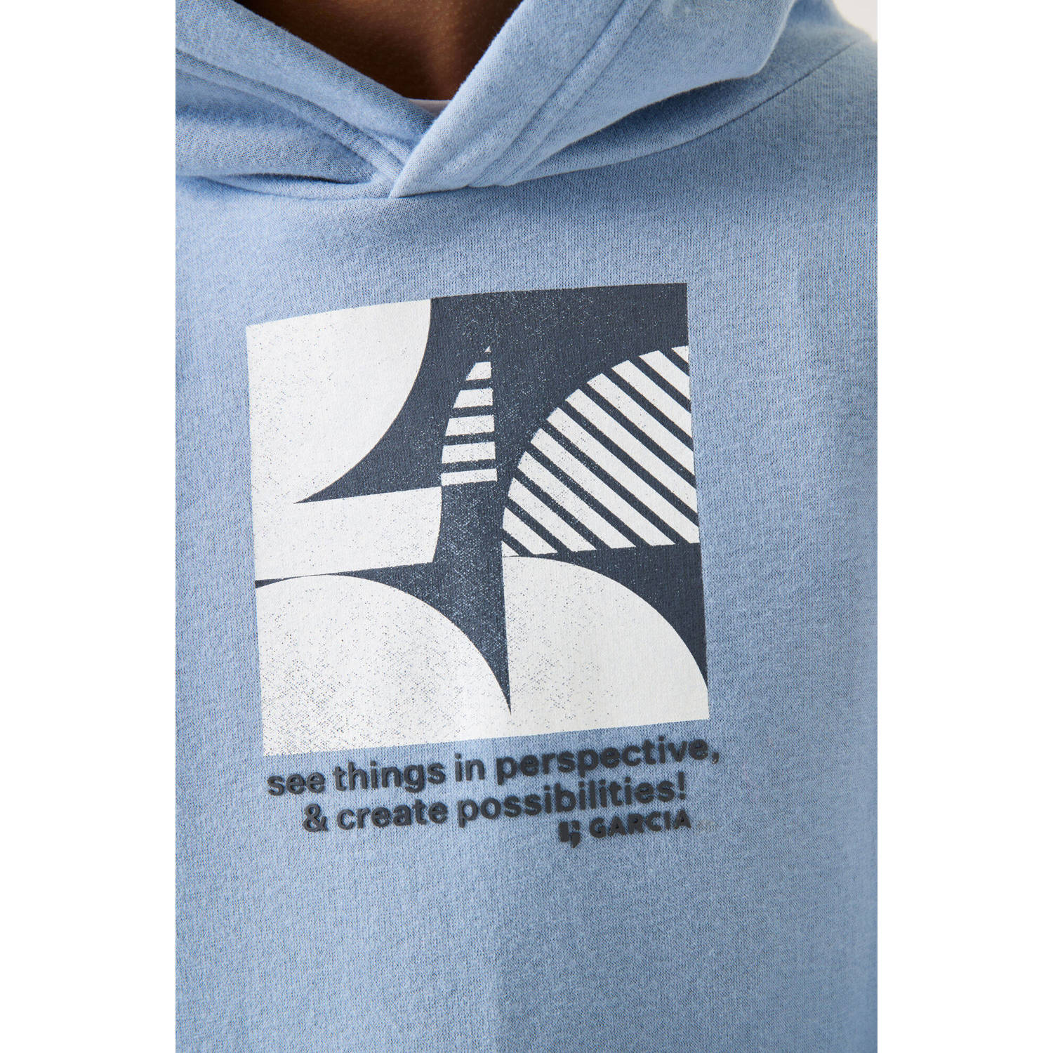 Garcia hoodie met printopdruk lichtblauw