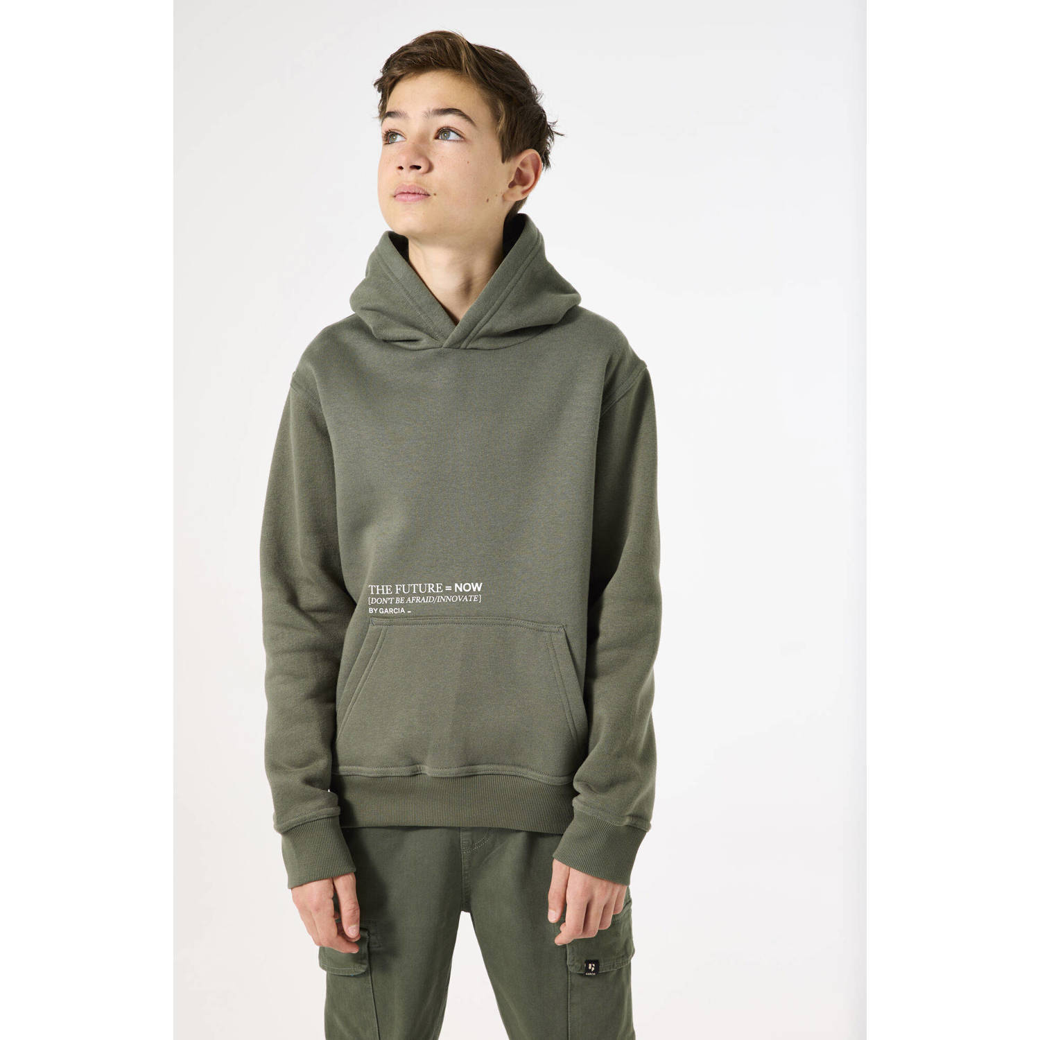 Garcia sweater met printopdruk olijfgroen Printopdruk 128 134