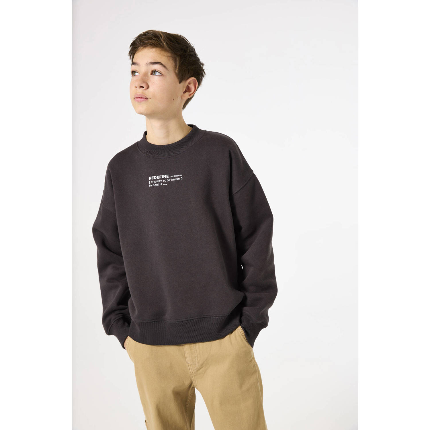 Garcia sweater met backprint donkergrijs Backprint 128 134