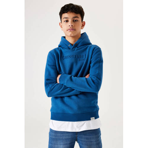 Garcia hoodie met tekst kobalt blauw afbeelding