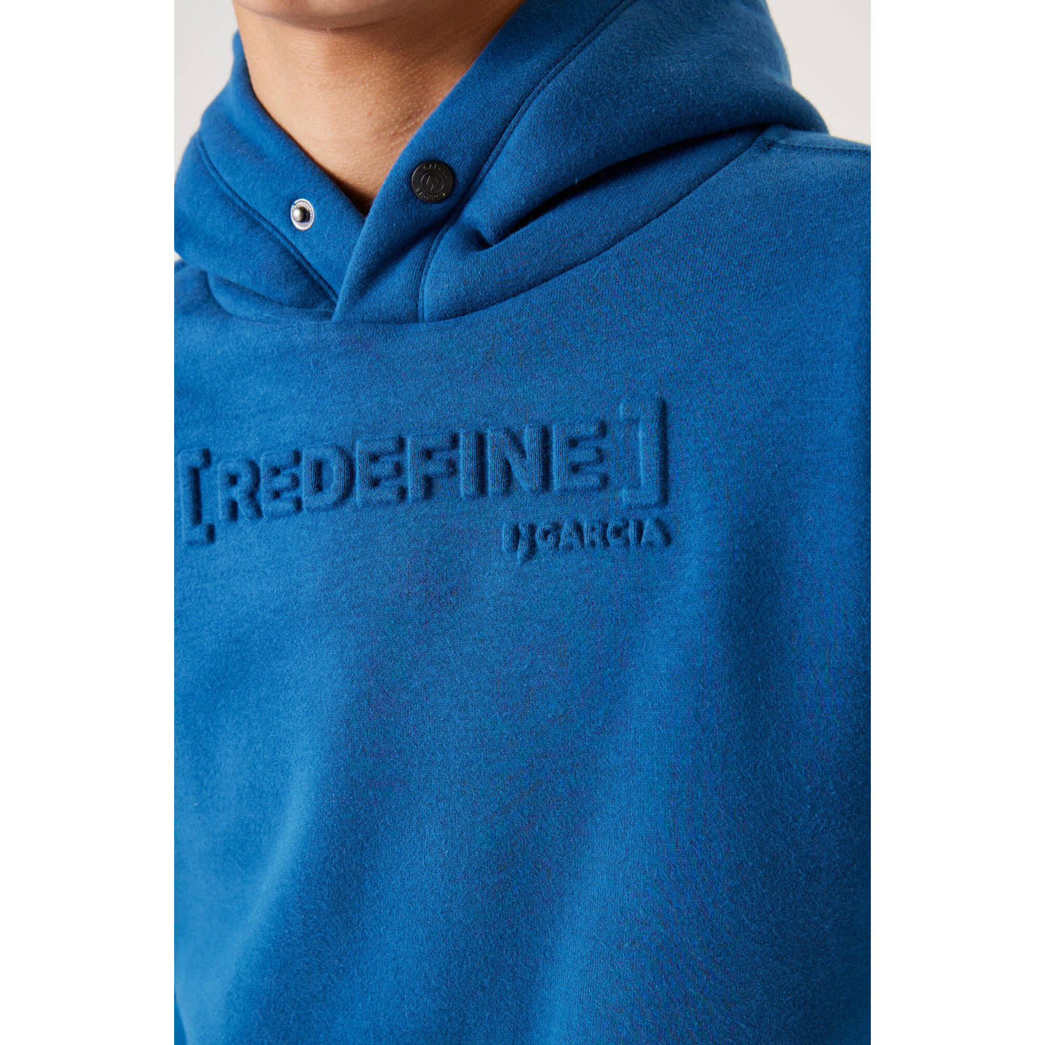 Garcia hoodie met tekst kobalt blauw