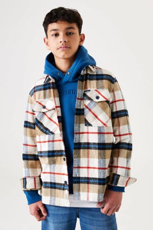 geruit overhemd beige/blauw/rood