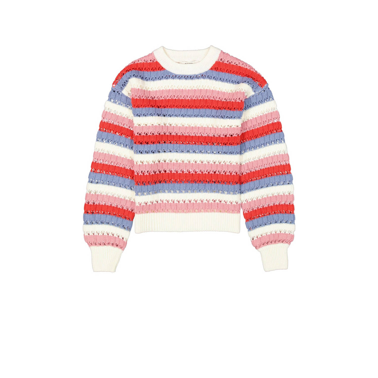 Garcia gestreepte sweater wit blauw roze