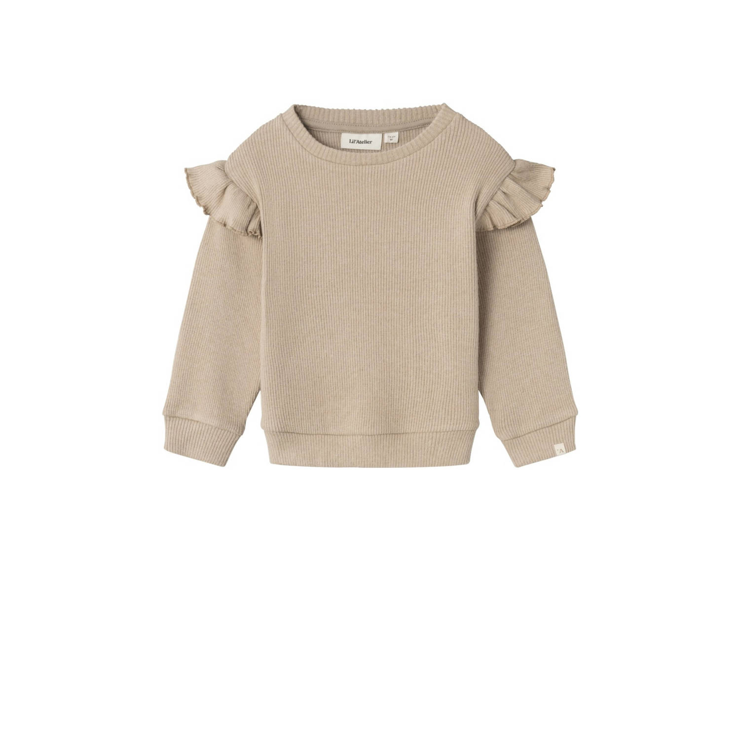 LIL' ATELIER MINI longsleeve NMFSOPHIA beige Meisjes Katoen Ronde hals 122 128