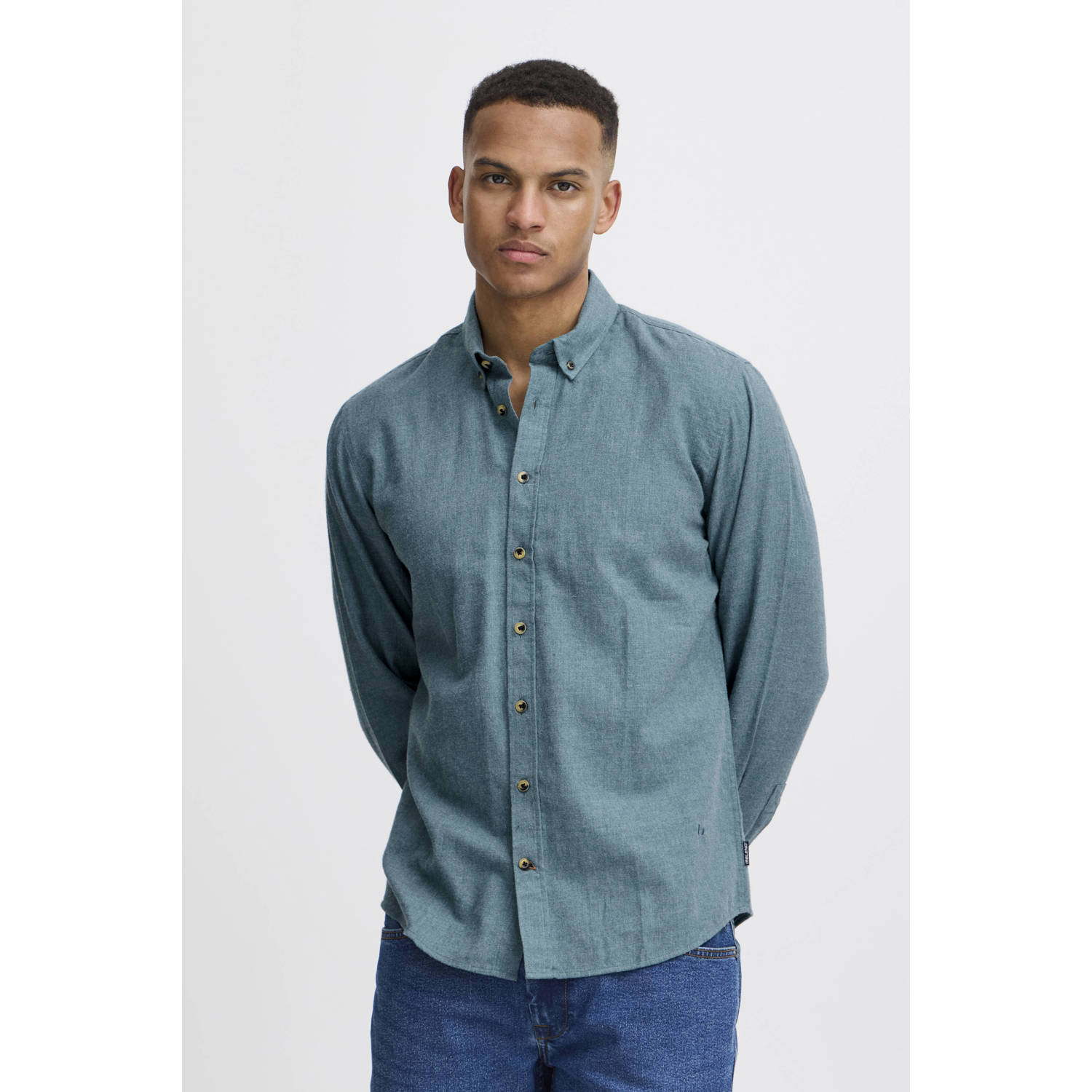 Blend gemêleerd regular fit overhemd BHBurley