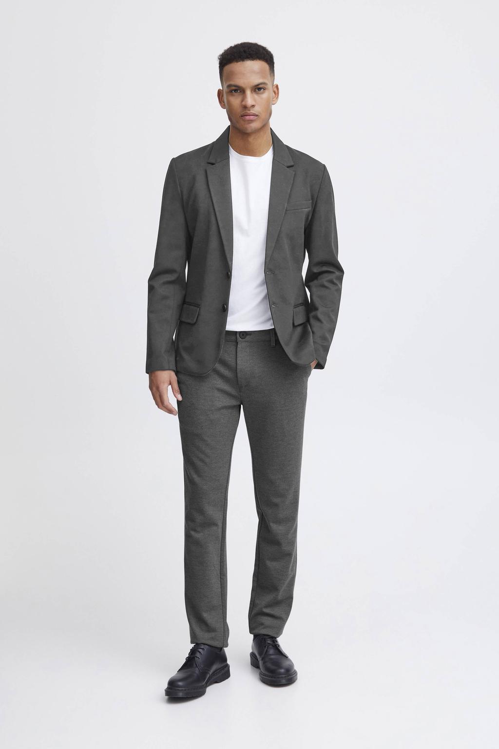 Grijze heren Blend gemêleerd regular fit colbert van polyester met melée print en reverskraag