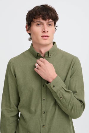 gemêleerd regular fit overhemd BHBurley winter moss