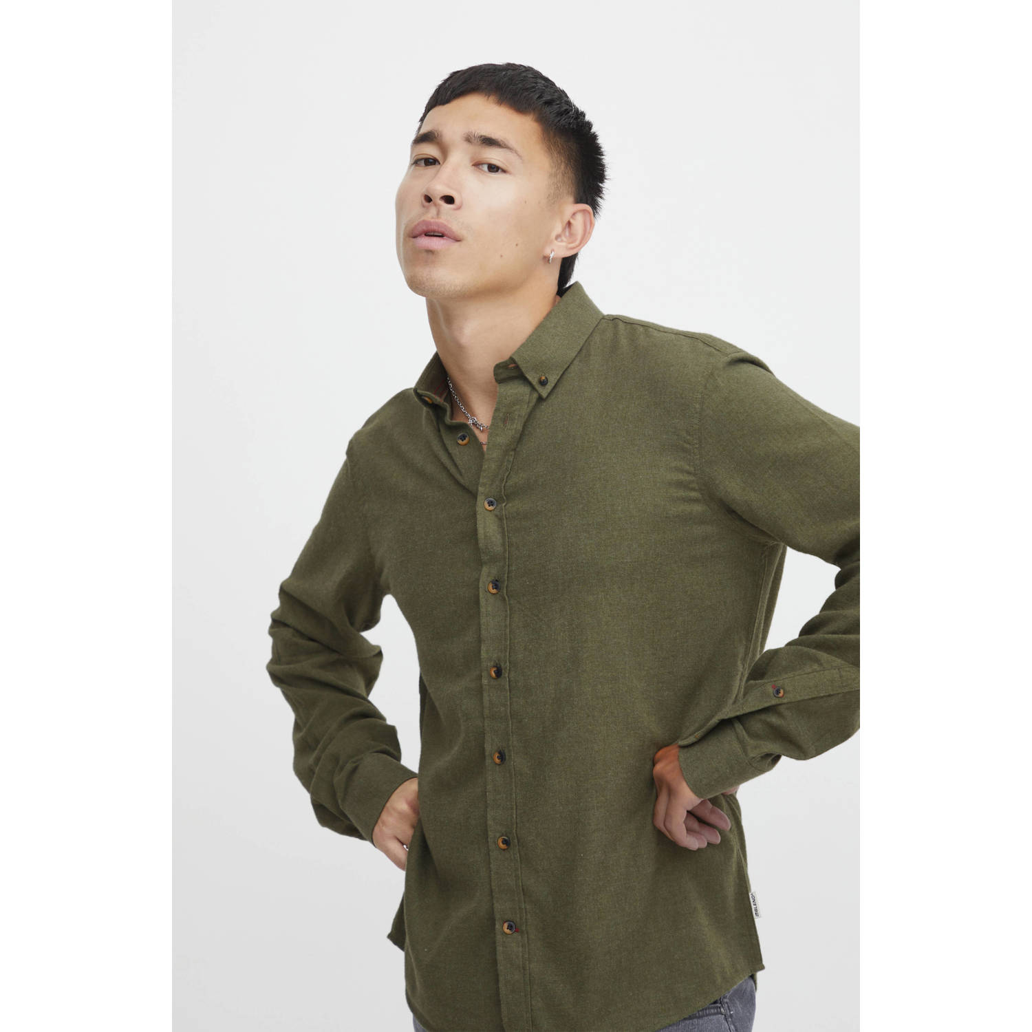 Blend gemêleerd regular fit overhemd BHBurley winter moss