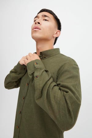 gemêleerd regular fit overhemd BHBurley winter moss