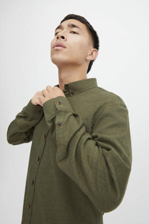 gemêleerd regular fit overhemd BHBurley winter moss