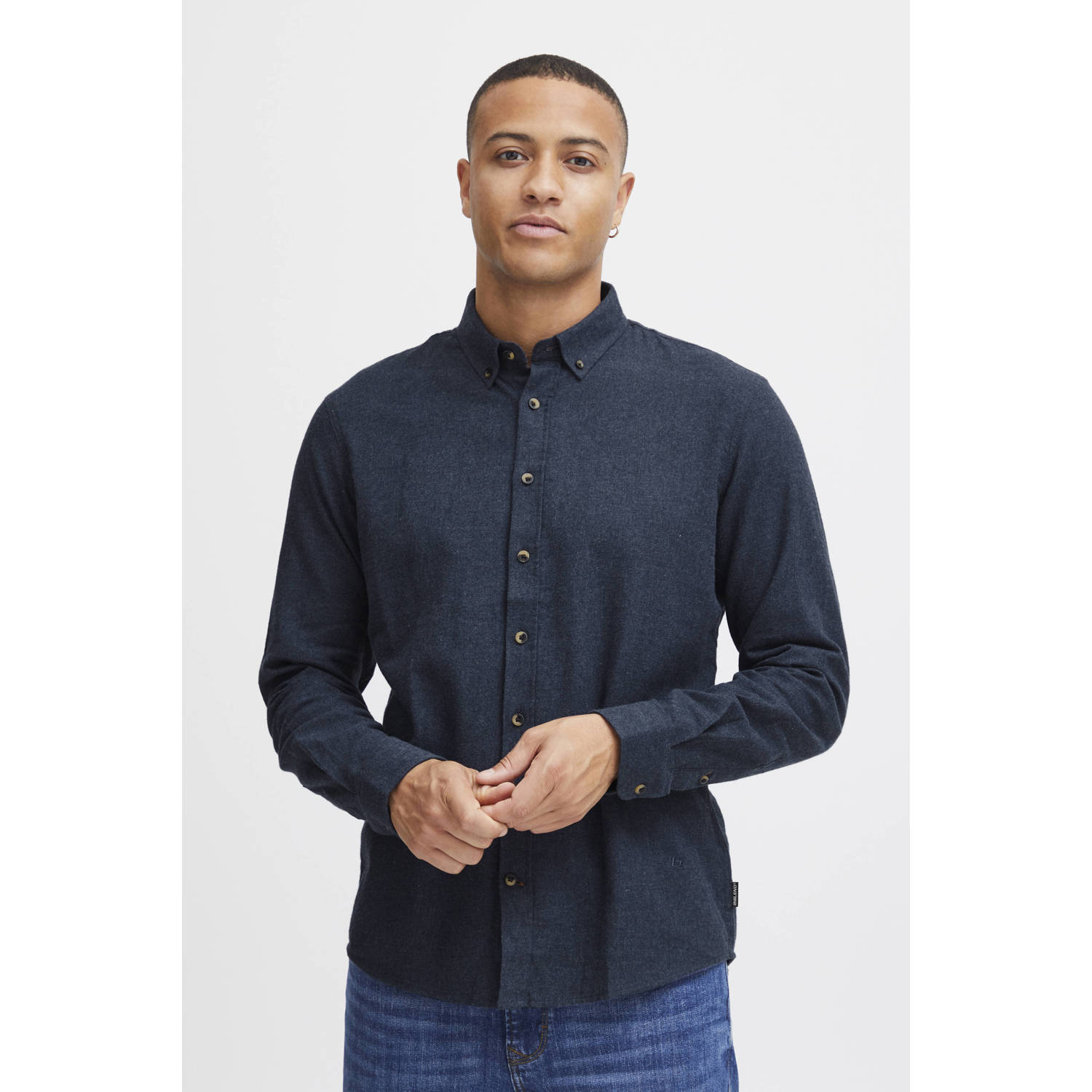 Blend gemêleerd regular fit overhemd BHBurley dress blues