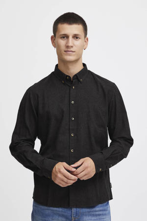 gemêleerd regular fit overhemd BHBurley zwart