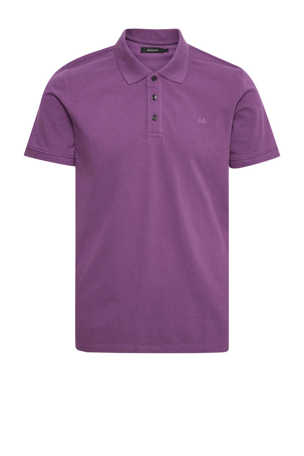Paarse heren Matinique gemêleerde regular fit polo MApoleo Purple Passion van katoen met korte mouwen, klassieke kraag en knoopsluiting