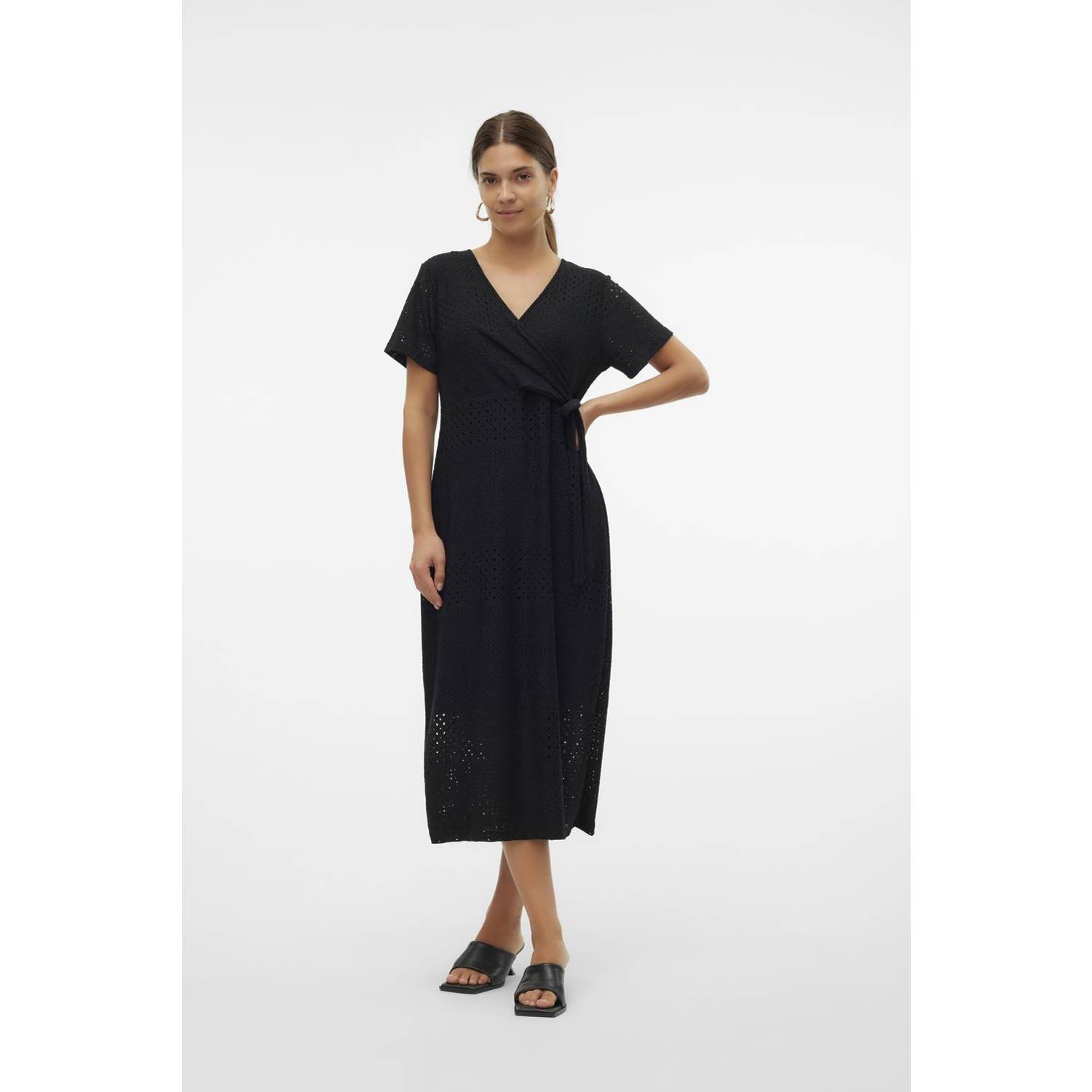 Mamalicious zwangerschapsjurk MLANGIE zwart Dames Polyester V-hals Effen XXL