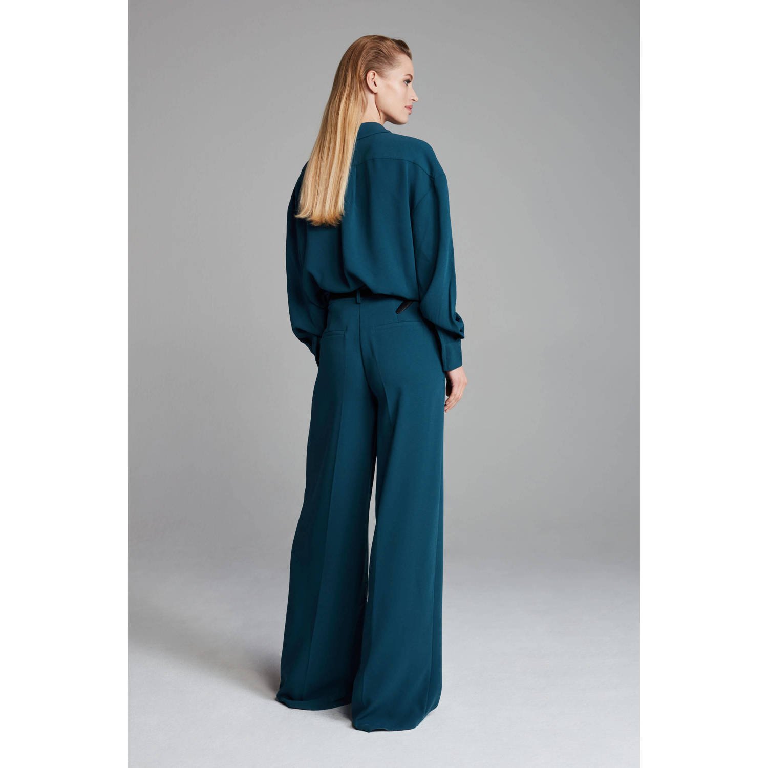 POM Amsterdam X Claes Iversen wide leg pantalon Cyndi blauw