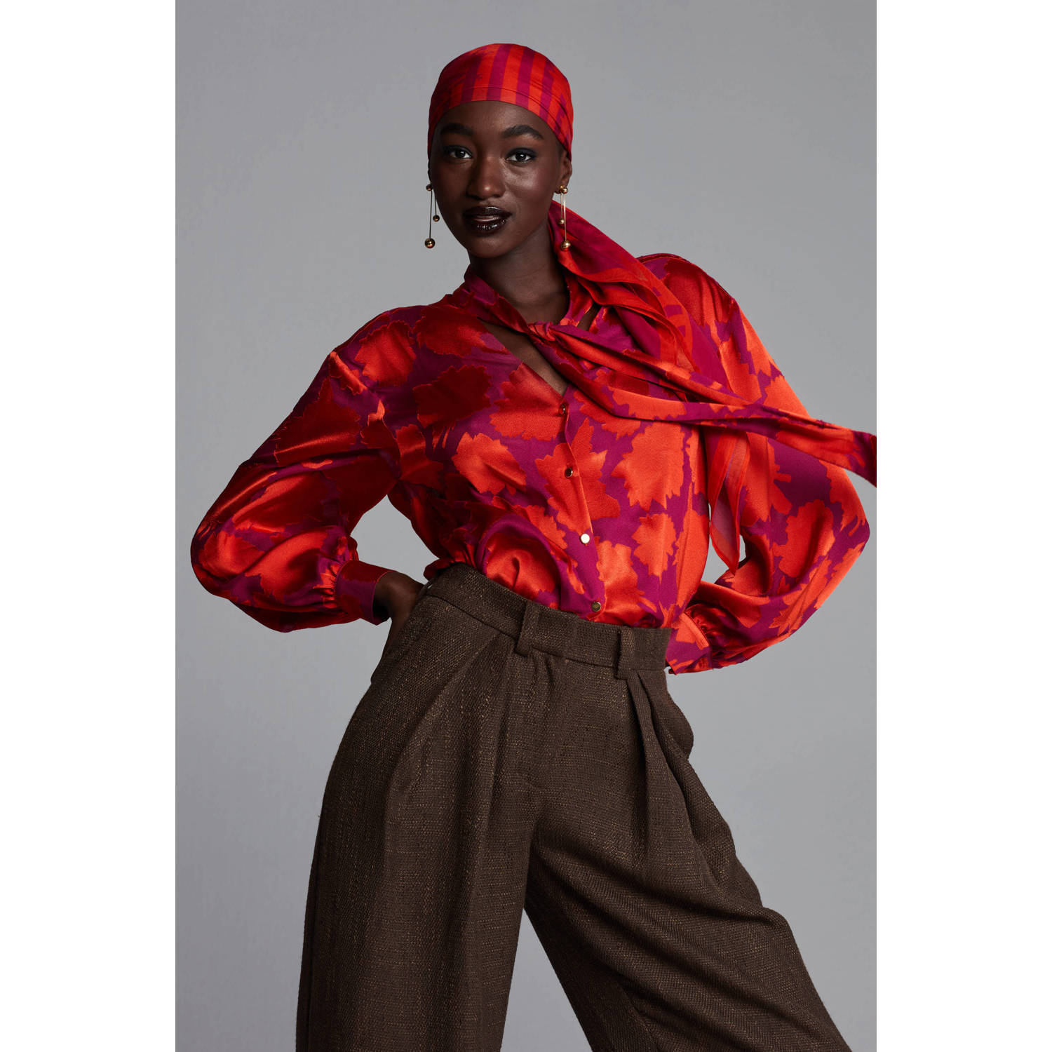 POM Amsterdam X Claes Iversen blouse Naomi met all over print oranje roze