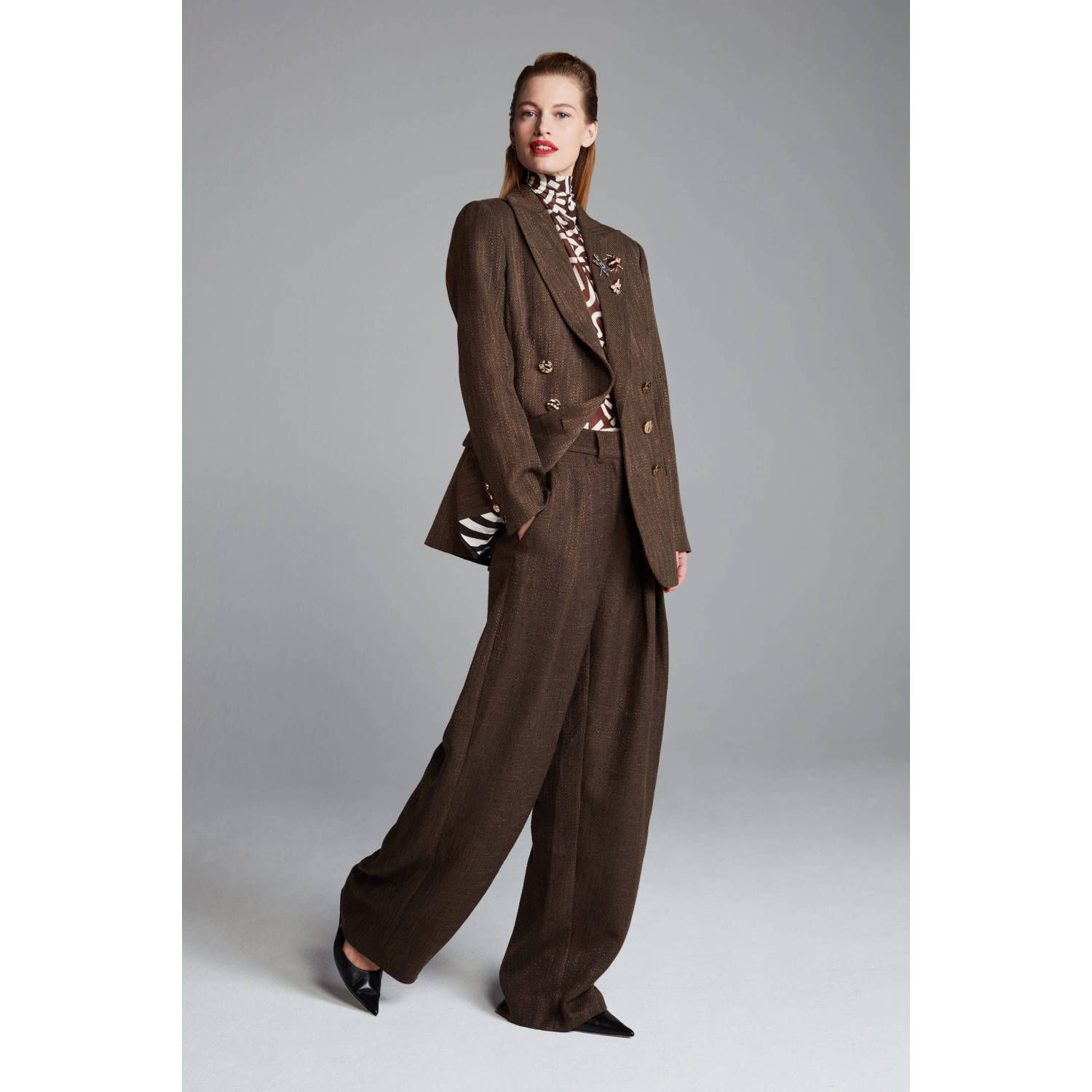 POM Amsterdam X Claes Iversen rechtvallende blazer Winona donkerbruin