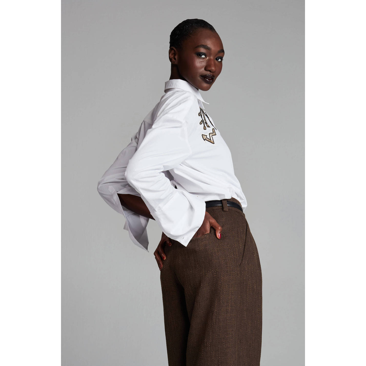 POM Amsterdam X Claes Iversen blouse Brooke met printopdruk wit crème