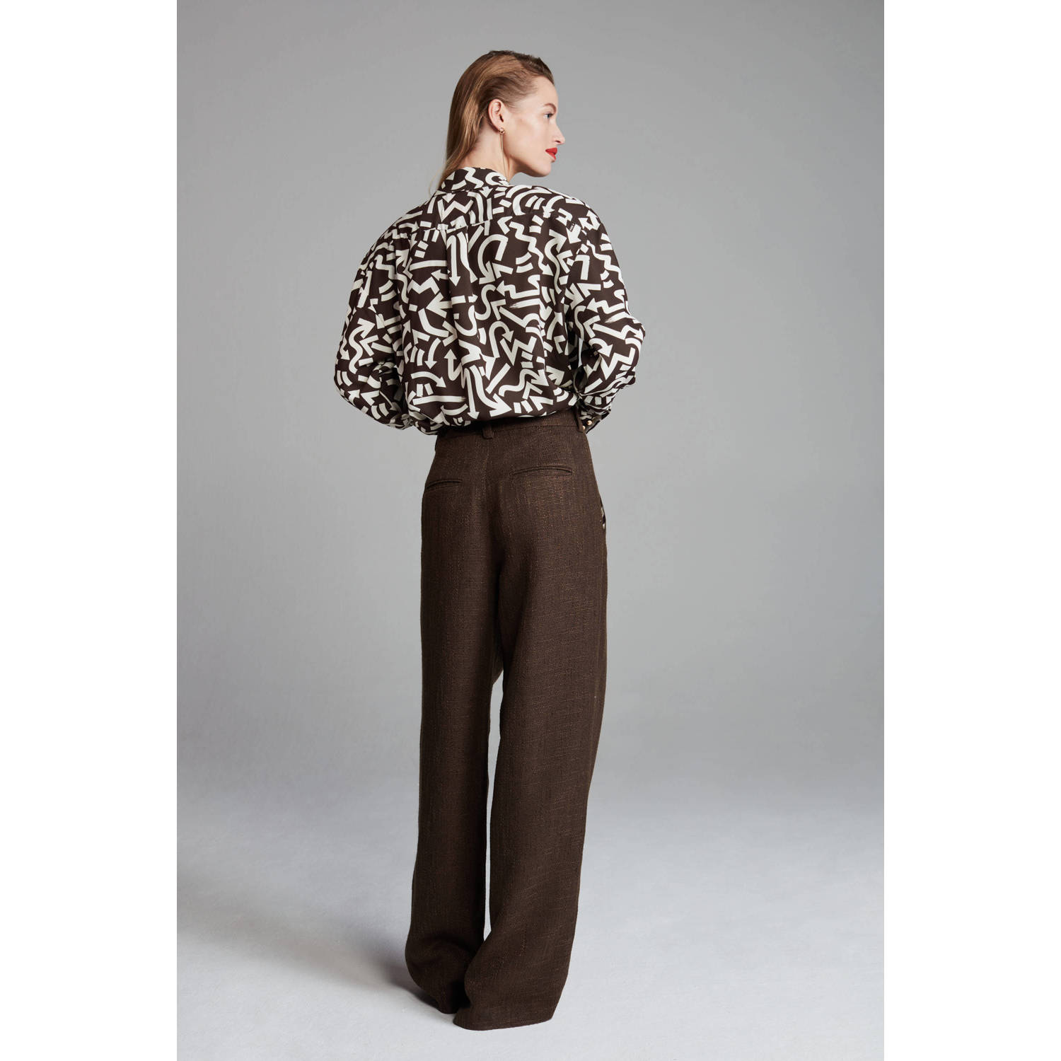 POM Amsterdam X Claes Iversen wide leg pantalon Winona donkerbruin