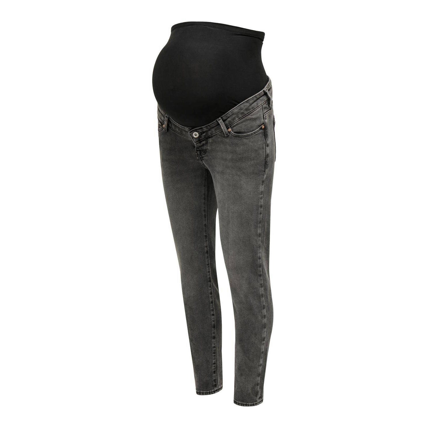 ONLY MATERNITY high waist zwangerschaps straight jeans OLMEMILY dark grey denim Grijs XXL-32