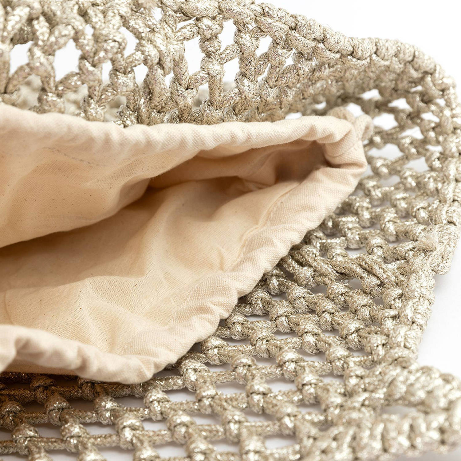 Manfield gevlochten shopper zilverkleurig